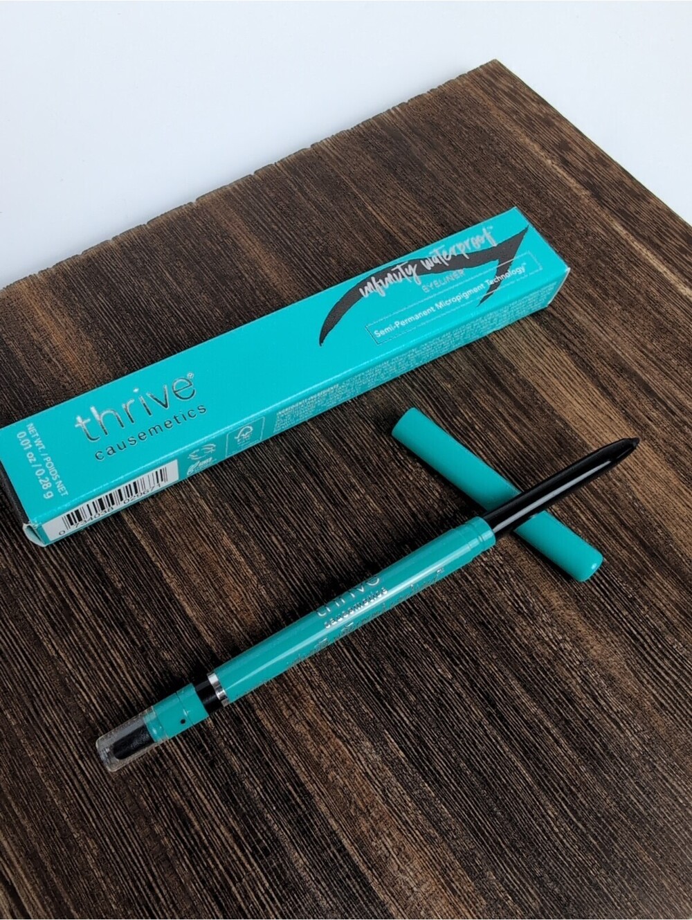 Thrive Causemetics Infinity Waterproof Eyeliner, Matte Black, Built In Sharpener